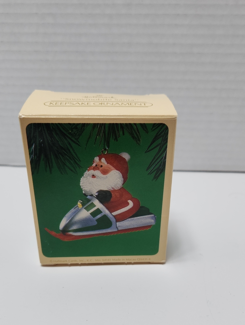 Vintage 1984 Hallmark Keepsake Ornament Box with Santa Snowmobile